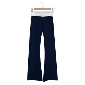 Solow Foldover Flare Legging Women’s Size XS Navy Blue & White Cotton xs New NWT